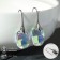 Earrings with rhinestones “Illusion” oval, rainbow color in silver