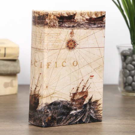 Safe wood book "Fleet" leatherette 17x11x5 cm