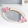 Interior polystone stand with a mirror "Pink roses" white 36.5x22 cm