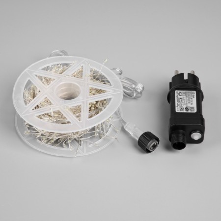 Garland "Mishura" 20 m dew, IP44, silver thread, 600 LED, 8 modes, white glow, 18 V-3