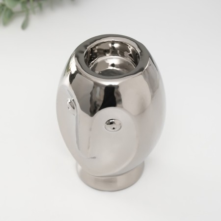 Ceramics candlestick per 1 candle "owl Sipukha" d = 3.5 silver 9x8.5x12.5 cm-5