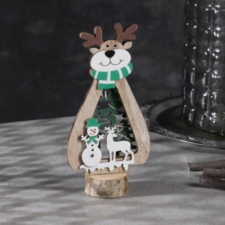 LED figure "Deer" 12 × 18 × 6 cm, wood, batteries CR2032X1, glow warm white-1