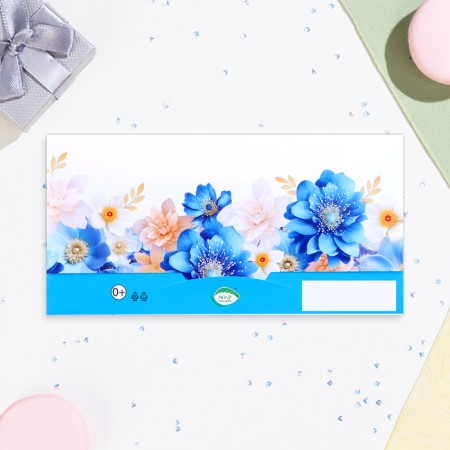 Money envelope "Congratulations!" flowers, embossing, 16.5 x 8.5 cm-2