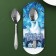 Spoon souvenir on the postcard of "Happy Christmas", 3 x 14 cm