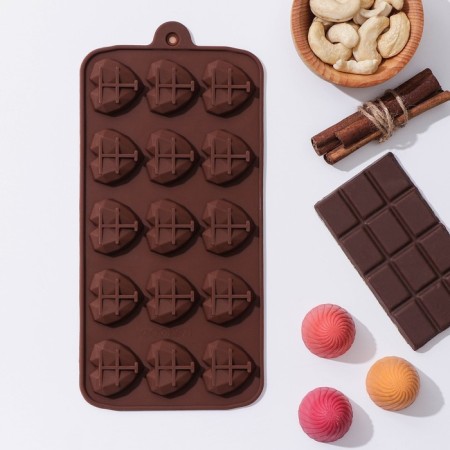 Form for chocolate of the Dolyan "Cold Heart", 20.5 × 10 × 1.5 cm, 15 cells, brown color-5
