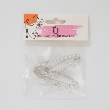 Po-050 pins for pendants, No. 02, (set 2 pcs) 50 × 5mm, silver color-3