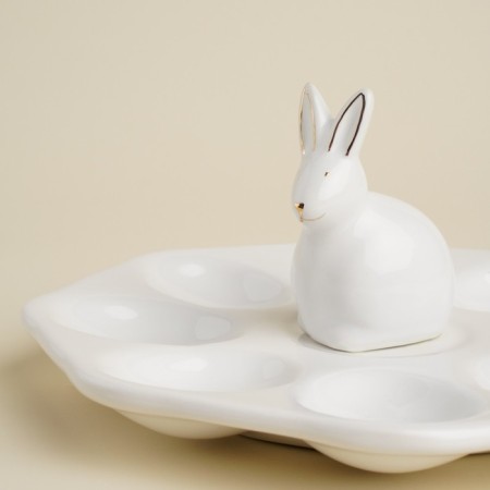 Ceramic Ceramic Sl Home stand “Easter rabbits”, 19 × 9 cm, 8 cells, white color-2