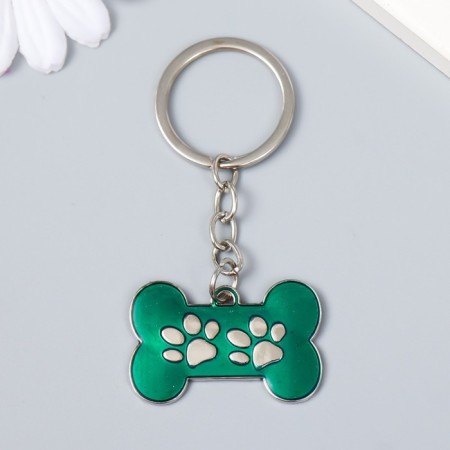 Metal keychain, enamel "Bone with paws" mix 4x3 cm-1