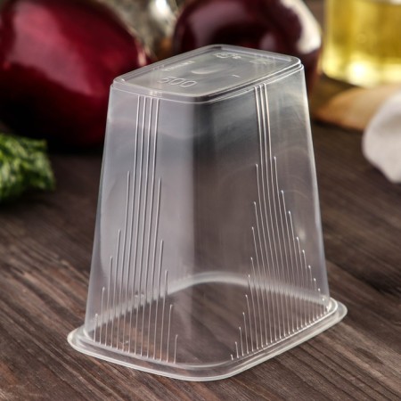 A disposable plastic container with a lid, 10 pcs, 500 ml, 10.8 × 8.2 × 9.2 cm, the color is transparent-2