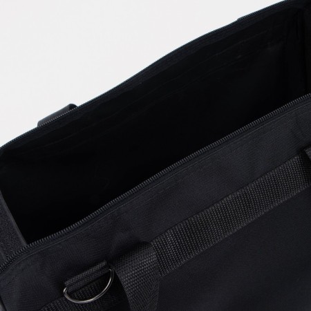 Road bag, 3 parts on zippers, external pocket, long belt, black color-2
