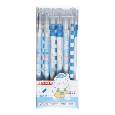 Gel handle with erased ink Calligrata, 0.38mm, blue rod, Bear case, mix-4