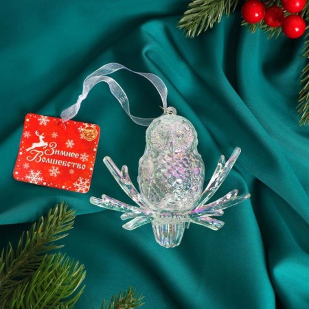 Jewelry decoration "Owl overflow" 9x10 cm, transparent overflow-1