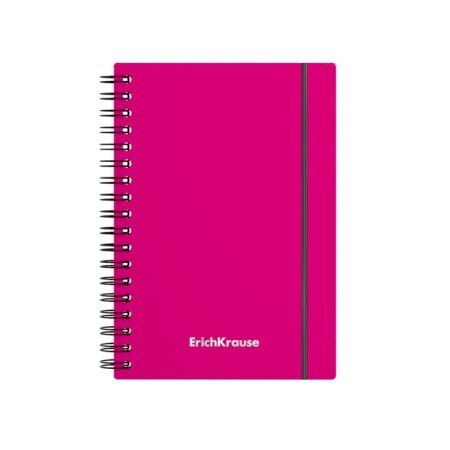 Notebook A6 (120 x 146 mm), 80 sheets in the cage on the crest Erichkrause "Neon", plastic cover, on the elastic band, an offset unit, whiteness 100%, mix-4