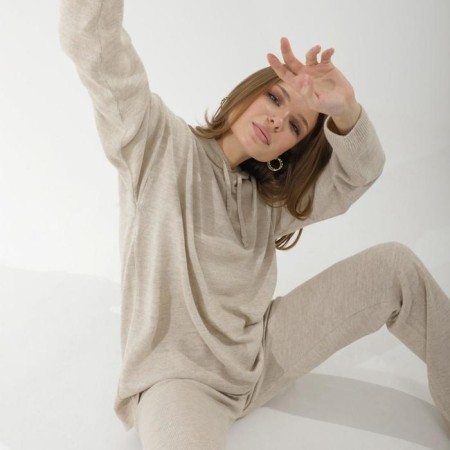 Knitted suit SL, with a hood, 46-48, beige-4