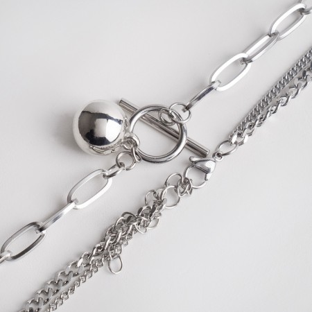 Pens "chain" medallion, color silver, 56 cm-2
