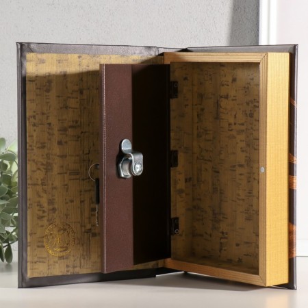 Safe-book wood, leatherette, mirror "Girl in a hat" 24x16x5 cm-2