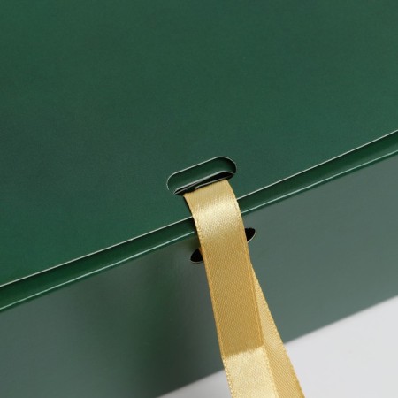 Happy New Year folding box, embossing, green, 20 x 18 x 5 cm, new year-4