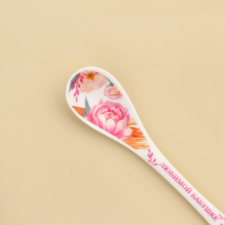 Spoon souvenir "caring grandmother", ceramics, 2.5 x 12.5 cm.-4