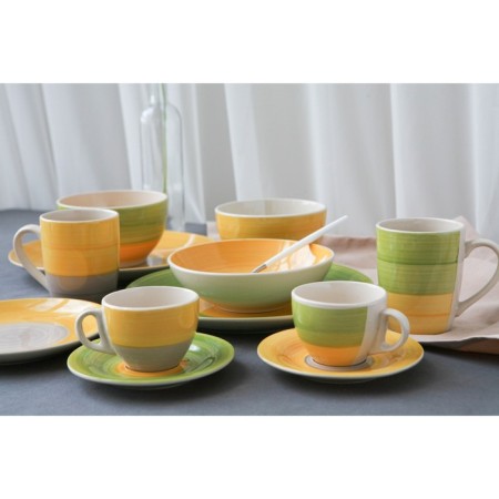 Tea couple ceramic shares "sunflower", 2 items: a cup 200 ml, a saucer d = 14.5 cm, green color-7