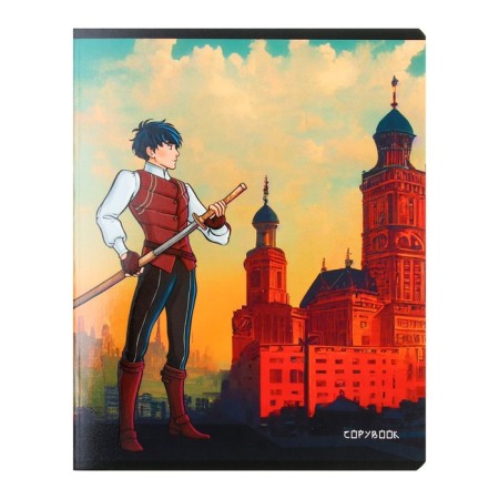 Notebook 48 sheets, in a cage, "anime and megalopolis", cover shaking cardboard, twin-lak, UV-lak, 5 designs, mix-3