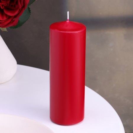Candle - cylinder, 5x15 cm, lacquered burgundy, 14 hours