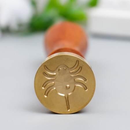 Printing for wax with a wooden handle "Spider with a bullet hole" 9x2.5x2.5 cm-1
