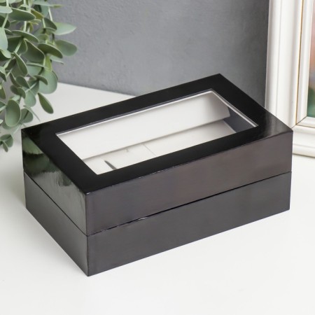 Casket Plastic for clock 2 compartments and jewelry "Black Python" 7x10.5x17.5 cm