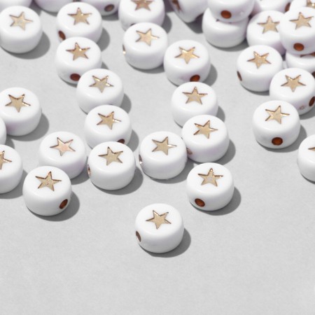 Acrylic bead "Star", 7 × 4 mm, set 10 g, white-golden color-1