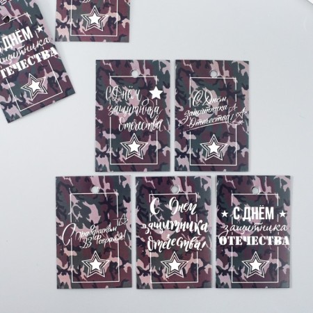 Cardboard Biro "February 23. Camouflage" set 10 pcs (5 types) 4x6 cm