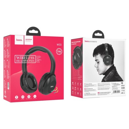 Hoco W33 headphones, wireless, full -size, Bluetooth 5.0, 250 mAh, black-3