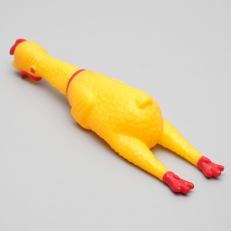 Toy squeezing "thoughtful chicken" for dogs, 28 cm, yellow-4