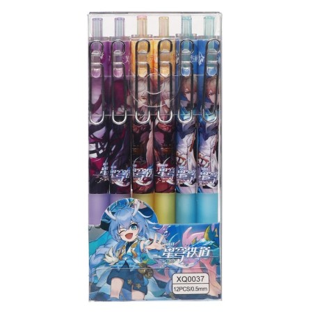 Automatic gel handle 0.5mm blue "anime", mix-3