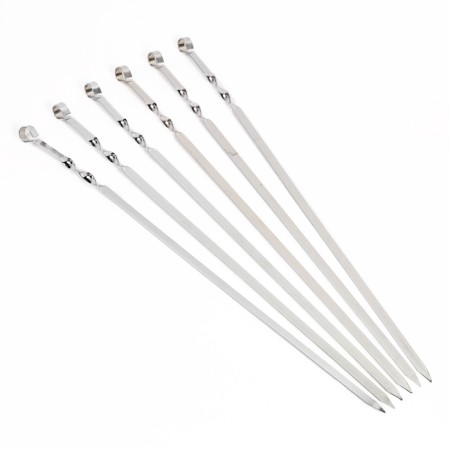 A set of skewers for barbecue 6 pcs, handle - ring, width - 1.2 cm, 60 cm