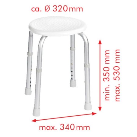 Stool with adjustable height, white color-2