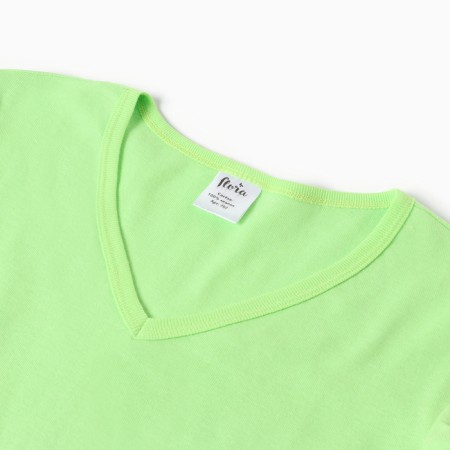 Women's T-shirt V-shaped t-shirt, color-green color, size 52-1