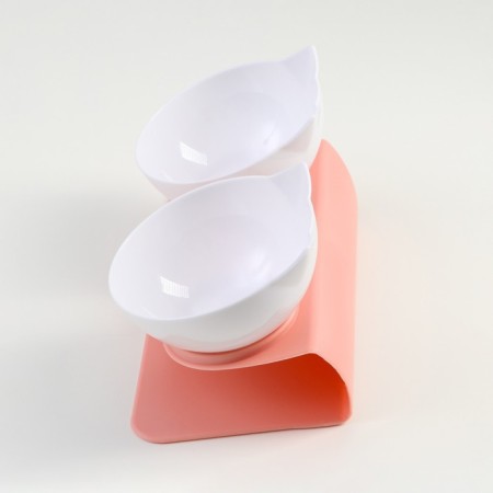 Plastic bowls on a pink stand 27.5 x 14 x 15 cm white-2