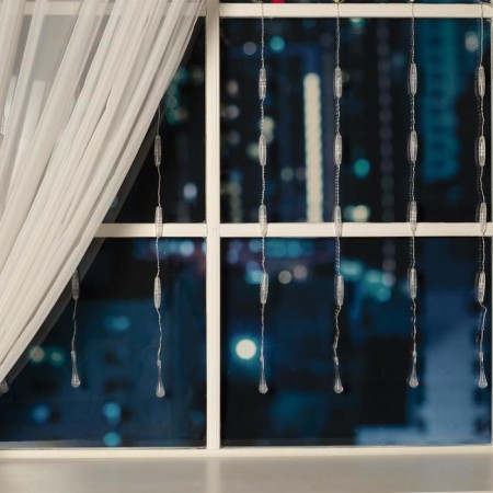 Garland "Curtain" 2.5 × 0.65 m with nozzles "Drops", IP20, transparent thread, 50 LED, glow white, 8 modes, 220 V-1