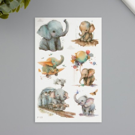 Tattoo on the body phosphorus with sparkles "Elephant" 7.5x12 cm