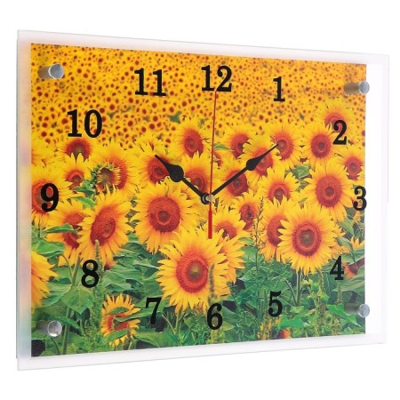 Carty clock is wall-mounted, interior "sunflowers", silent, 25 x 35 cm-1