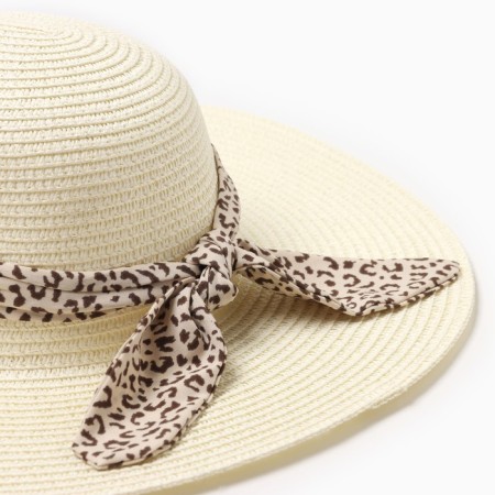 Women's Hat minku "Leopard" Milk color, rr 56-58-2