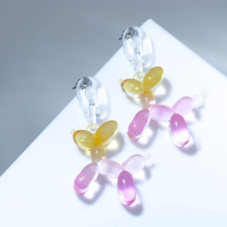 Earrings Plastic "Dog" from a balloon, colored-2