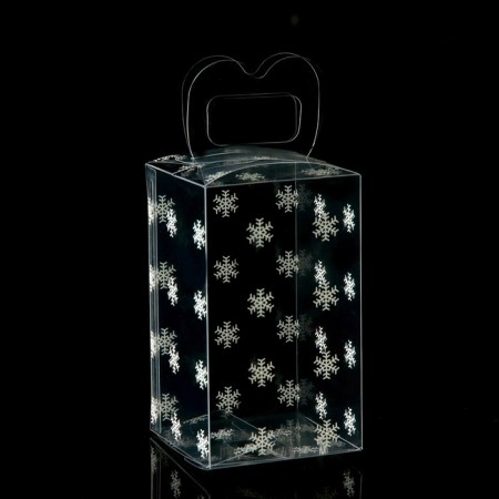 New Year. Box gift New Year's folding PVC "Snowflakes" 12 x 7 x 7 cm.-3