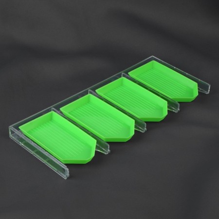 Organizer-lobby for beads and rhinestones, 4.8 × 9 cm, 4 pcs on a stand, green color/transparent-1