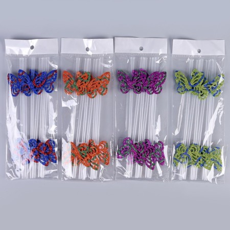 Pipe for the cocktail "Butterflies", in the set 6 pcs., Mix color-5
