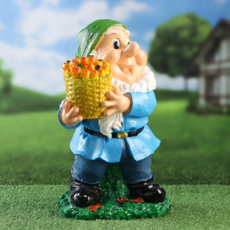 Garden figure "Dwarf with a basket" 40x24x25cm-1