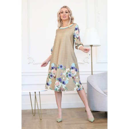 Women's dress, size 48, beige color-5