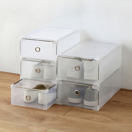 Shoe storage box Large Size sharing 21 × 33.5 × 12 cm, 3 pcs, white color-9
