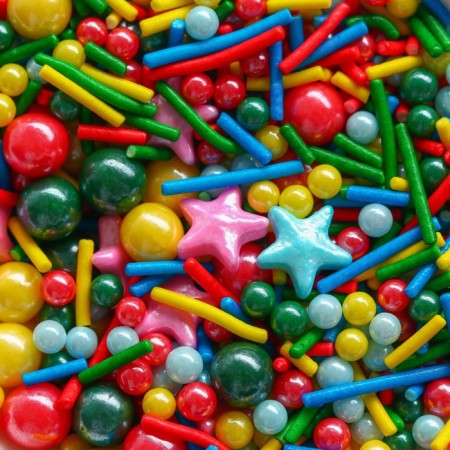 Sprinking confectionery Figure Easter "Stars": red, pink, blue, yellow, 25 g.-6