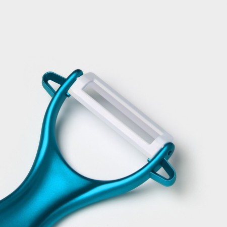 Kitchen kit on the stand “bend”, 5 items: 4 knife, 7.5 cm, 10 cm, 13 cm, 15 cm, vegetable facial, blue color-7
