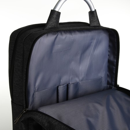 City backpack on a zipper, 2 pockets, with USB, black color-5